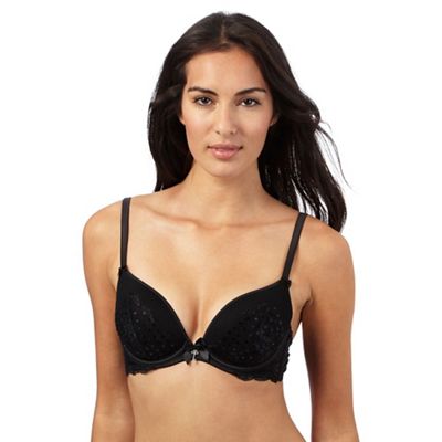 Floozie by Frost French Black lace and sequin plunge bra